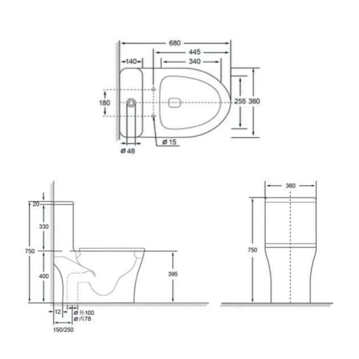 Vasile V628 Tornado Flush Toilet Bowl - view 2